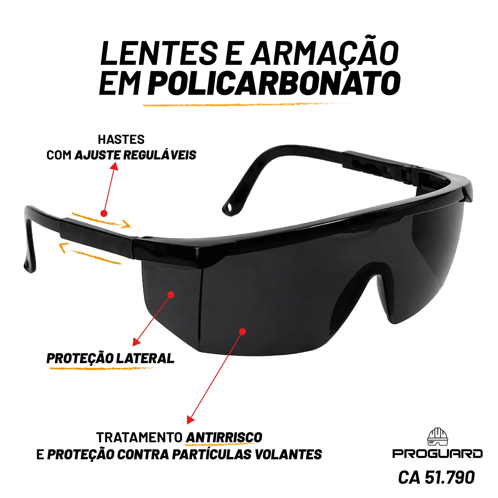 PROGUARD - Óculos de Proteção Aba Lateral Cinza COUGAR - Vista Principal